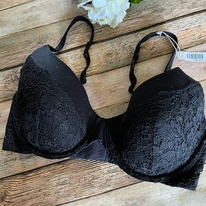 NEW Reveal Midnight Black Lace Underwire Bra Size 34D